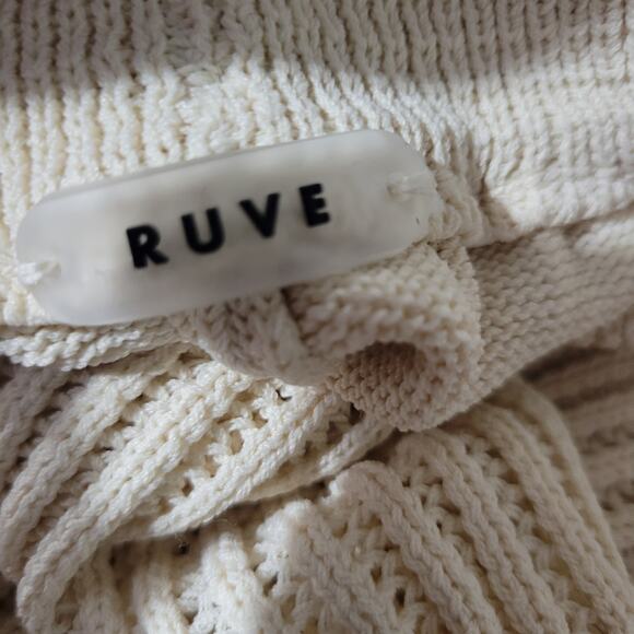 Ruve Loom Pants Beige 3D Knit Crochet Slim Pull On Swim Coverup Knitwear Small - Picture 7 of 14